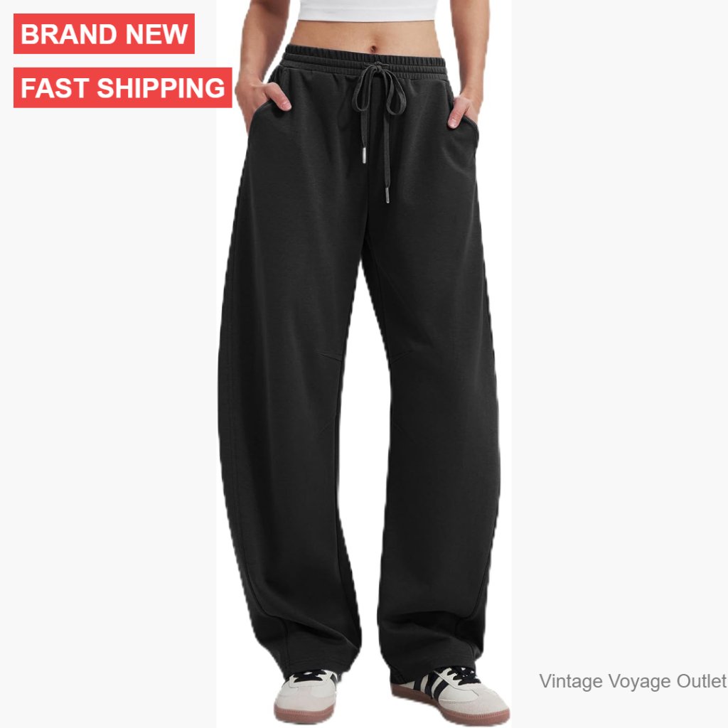 Wide Leg Sweatpants Barrel Fit Elastic Waist Lounge Pants Double Knit Spacer
